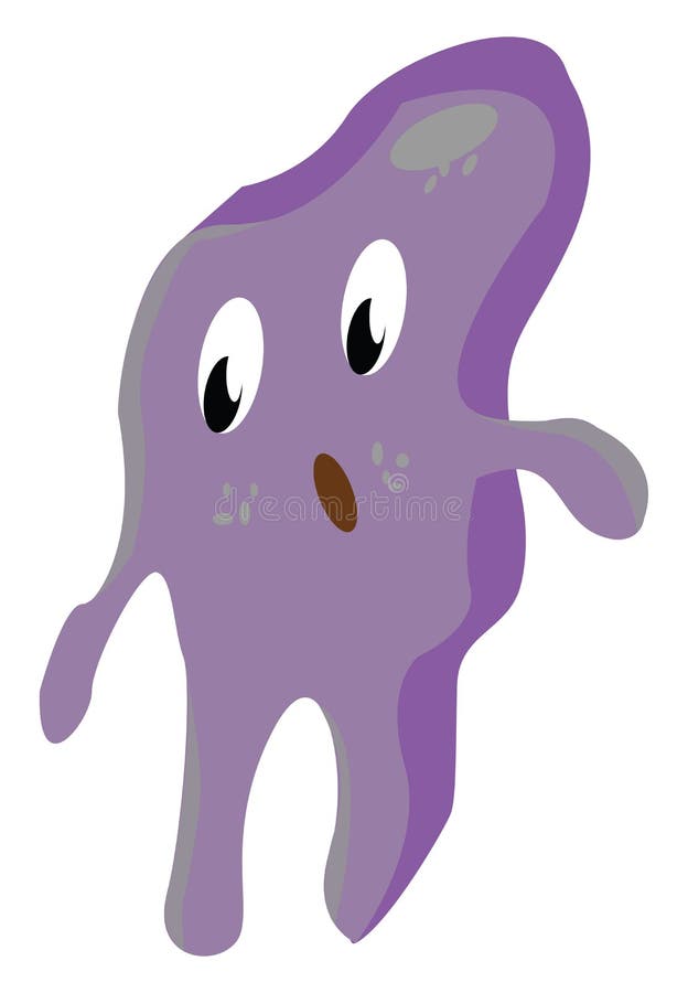 Cartoon Funny Purple Monster with Mouth Wide Opened is in Dismay Vector ...