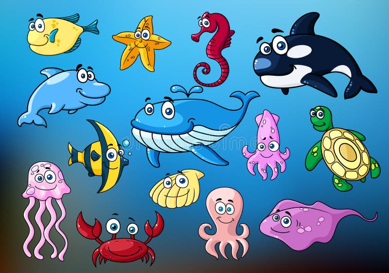Cartoon Funny Sea Animals Characters Stock Vector - Illustration of smile, seahorse: 57464802 Cartoon Funny Sea Animals Characters Stock Vector - Illustration of smile, seahorse: 57464802