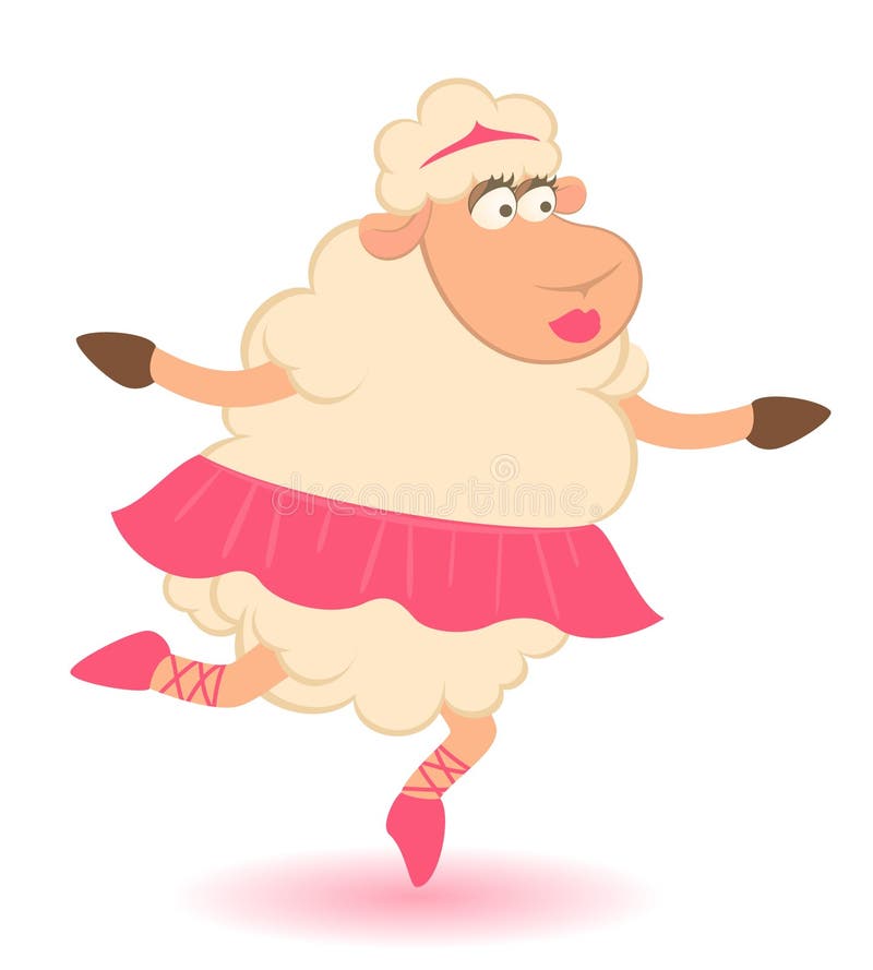 Cartoon funny sheep - ballet dancer.