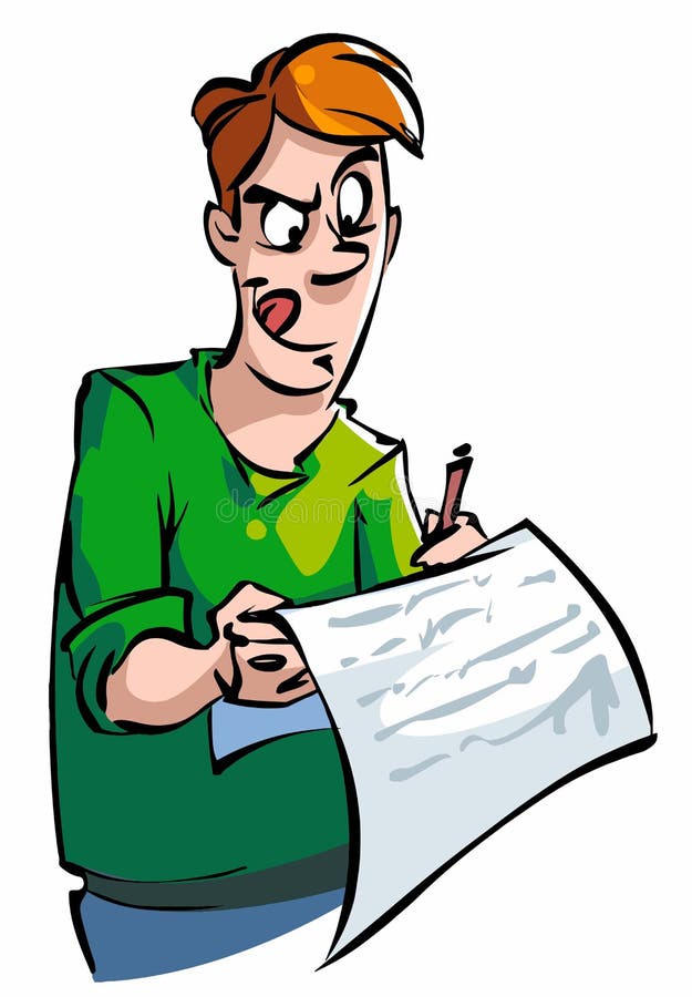Cartoon Funny Young Man Enthusiastically Writes a Letter Stock Vector - Illustration of glasses, item: 212255842 Cartoon Funny Young Man Enthusiastically Writes a Letter Stock Vector - Illustration of glasses, item: 212255842