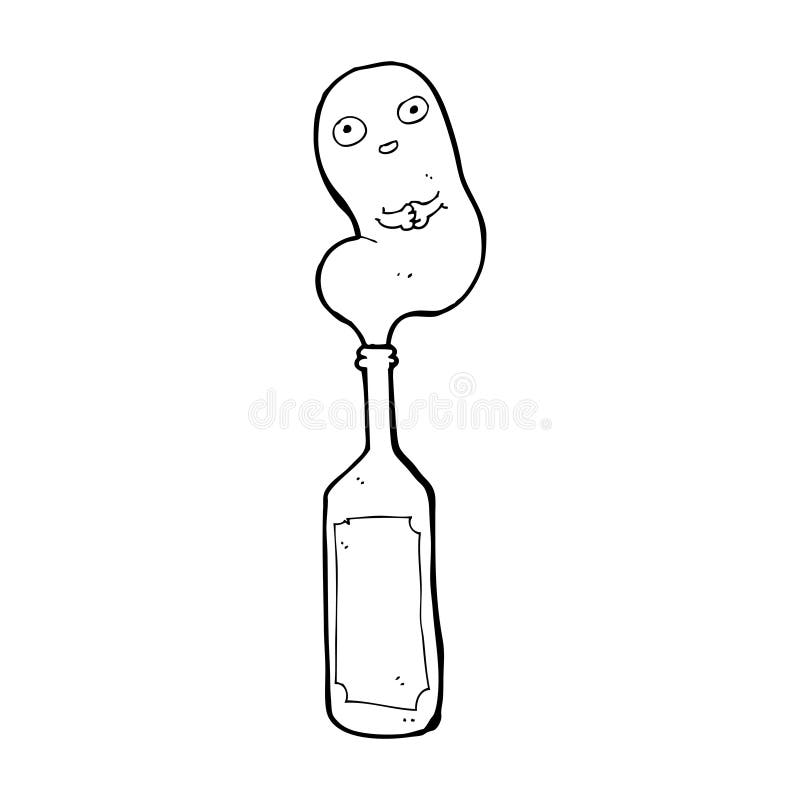 cartoon ghost in bottle