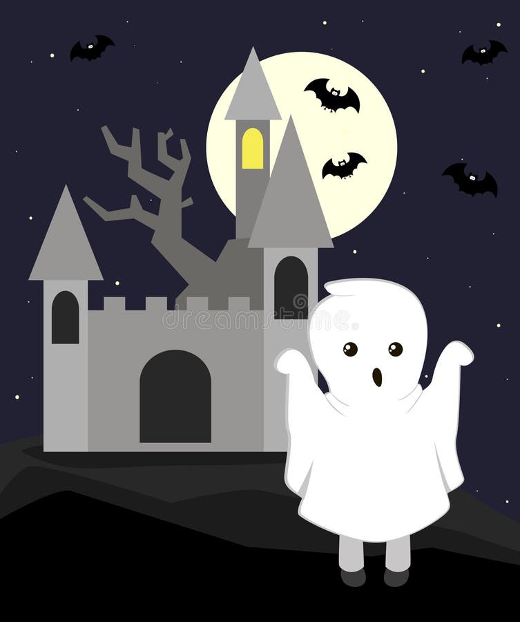 Cartoon Ghost. Illustration for Halloween Stock Vector - Illustration of  castle, layout: 162494173