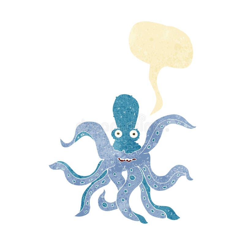 cartoon giant octopus with speech bubble