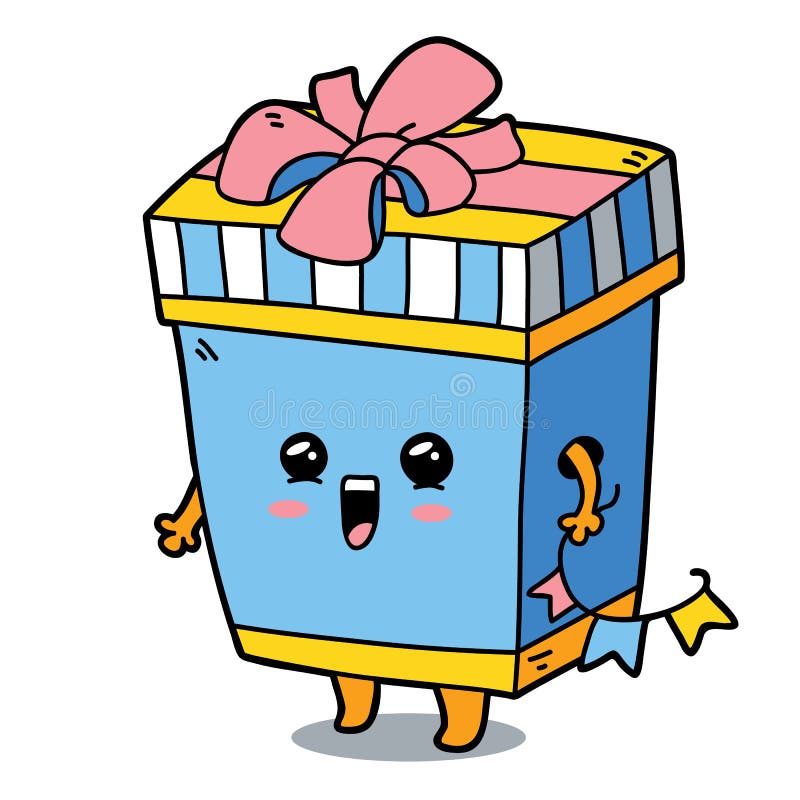 Cartoon gift box. Vector illustration of cute cartoon gift box character for children and scrap book stock illustration Cartoon gift box. Vector illustration of cute cartoon gift box character for children and scrap book stock illustration