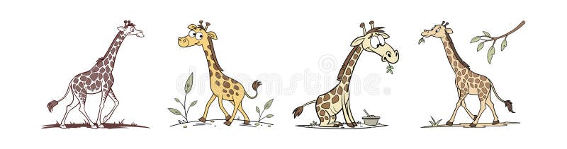 Cartoon Giraffes Characters Set Vector Illustration lizenzfreie abbildung