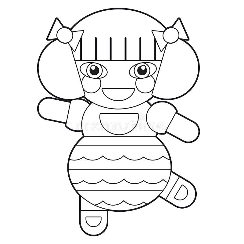 Cartoon Girl - Doll - Coloring Page - Illustration for the Children Stock  Illustration - Illustration of object, girl: 35429513