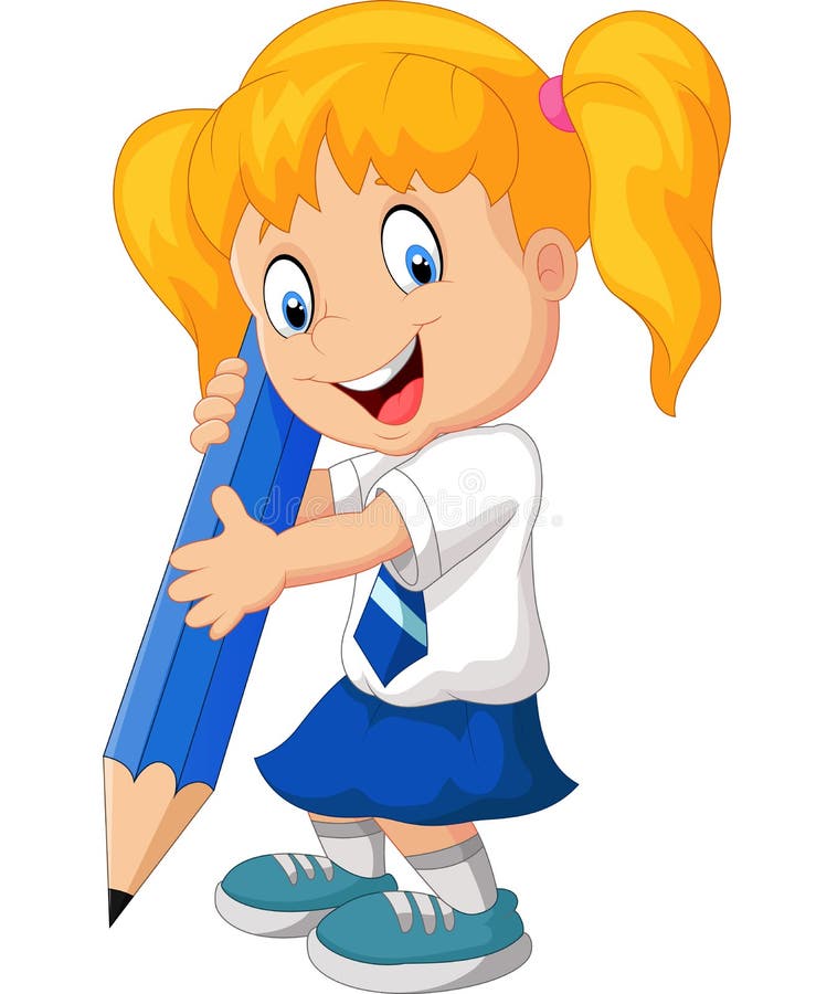 Cartoon girl with pencil stock vector. Illustration of student - 51244098 Cartoon girl with pencil stock vector. Illustration of student - 51244098