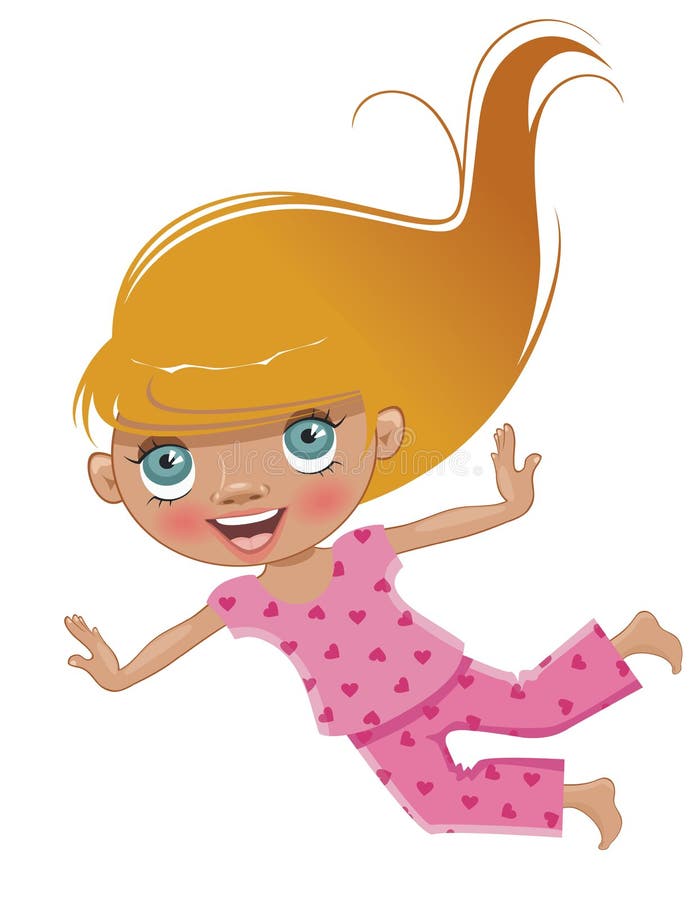 Cartoon girl in pink pajamas