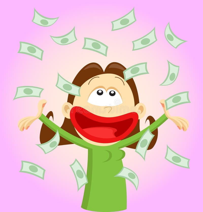 Cartoon Girl Throwing Money Stock Vector Illustration 23967167