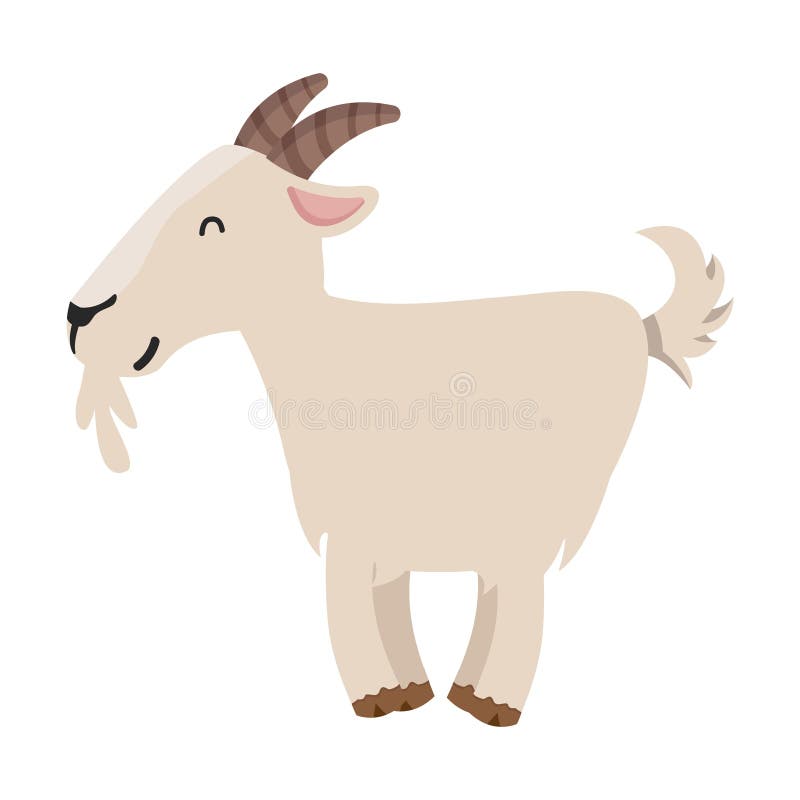 Cartoon Goat Isolated on White Background Stock Vector - Illustration of  horn, childish: 254463669