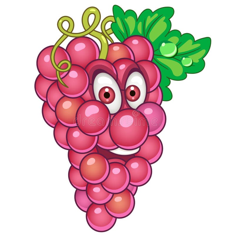 Coloring Funny Bunch Of Grapes Character Stock Vector - Illustration of ...