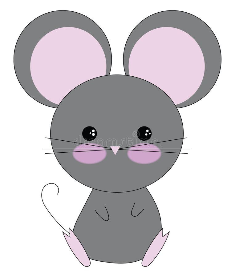 Cartoon Grey Mouse with Purple Ears Set on Isolated White Background Vector  or Color Illustration Stock Vector - Illustration of purple, whiskers:  160158132