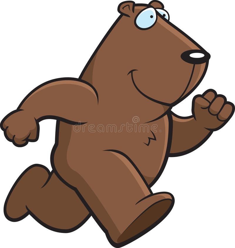 A brown cartoon groundhog running.