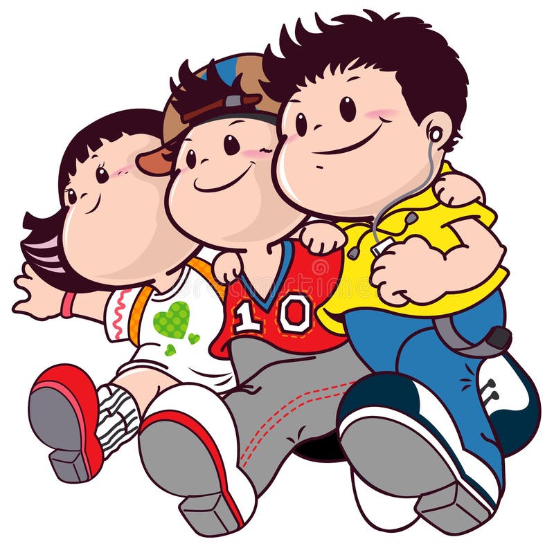 group of boy friends clipart