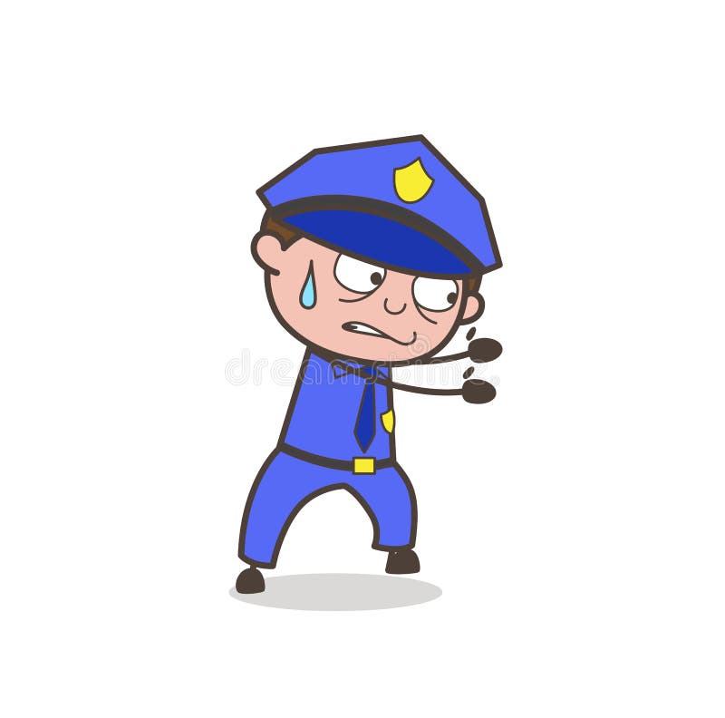 Cartoon Guard Trying to Pull Vector Concept royalty free illustration