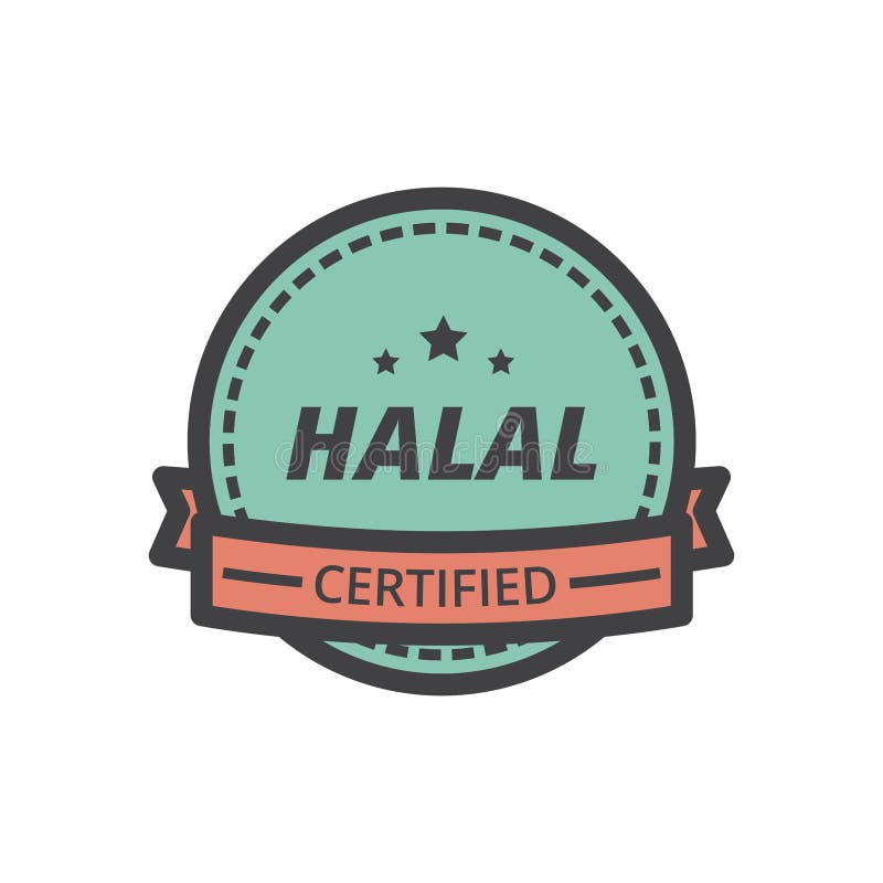 Cartoon halal label stock vector. Illustration of label 259629409