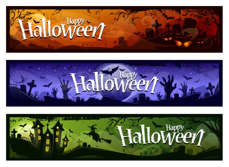 Cartoon halloween banners