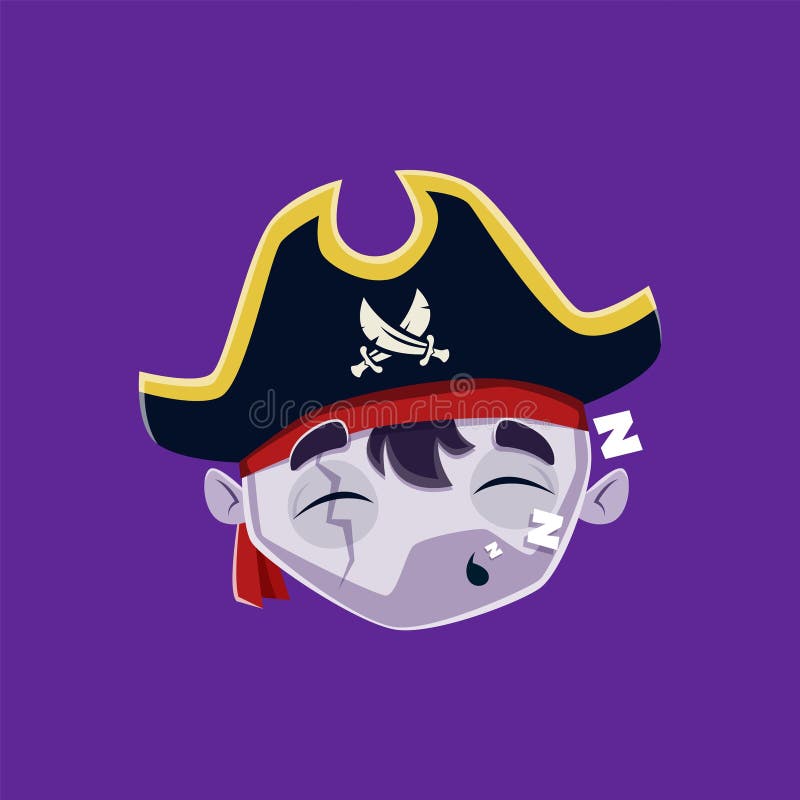Cartoon Halloween sleeping pirate emoji character royalty free illustration