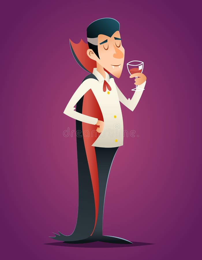 Cartoon Vampire Drinking Blood, Stock vector