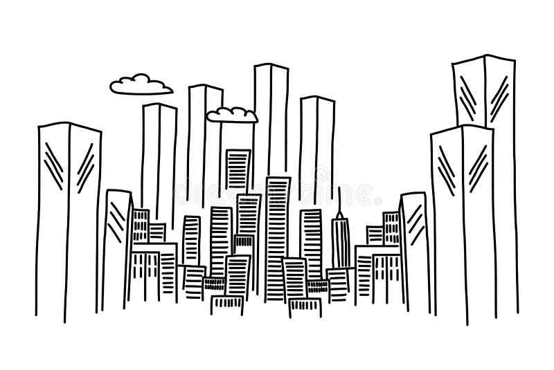 Cartoon Hand Drawing City. Concept Stock Illustration - Illustration of  flat, downtown: 145150460