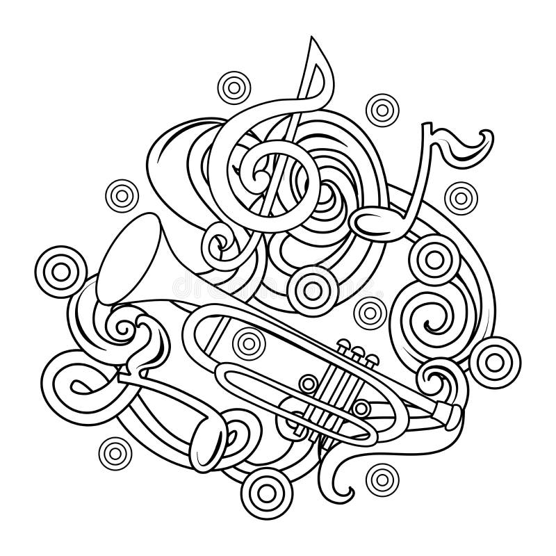 Cartoon hand-drawn doodles Musical illustration. sketch