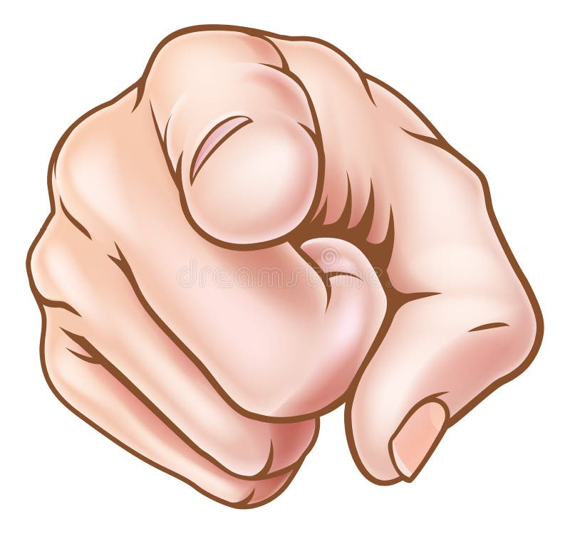 Cartoon Hand Pointing Finger at You stock illustration
