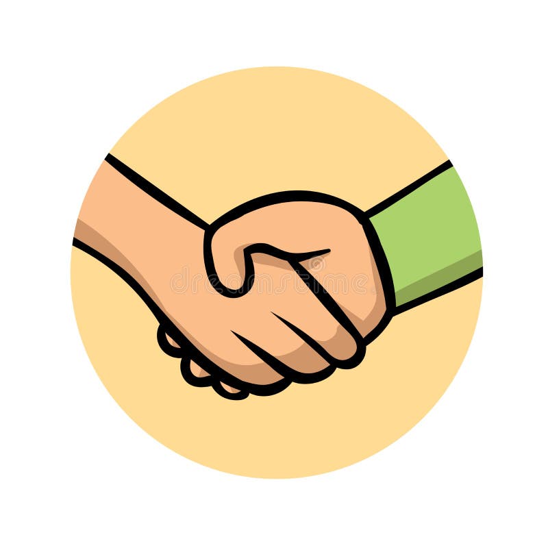 Cartoon Handshake Icon. Flat Design Icon. Colorful Flat Vector