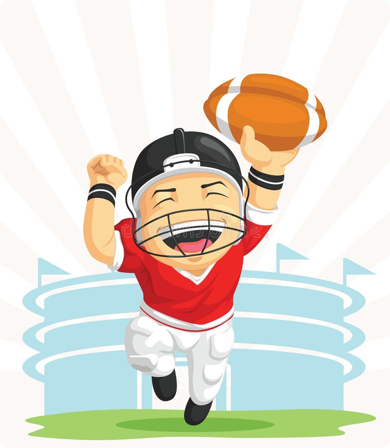 A vector image of an american football player holding footballs ball with stadium as a background. Drawn in cartoon style, this vector is very good for design that need sport element in cute, funny, colorful and cheerful style. Available as a Vector in EPS8 format that can be scaled to any size without loss of quality. Elements could be separated for further editing, color could be easily changed. A vector image of an american football player holding footballs ball with stadium as a background. Drawn in cartoon style, this vector is very good for design that need sport element in cute, funny, colorful and cheerful style. Available as a Vector in EPS8 format that can be scaled to any size without loss of quality. Elements could be separated for further editing, color could be easily changed.