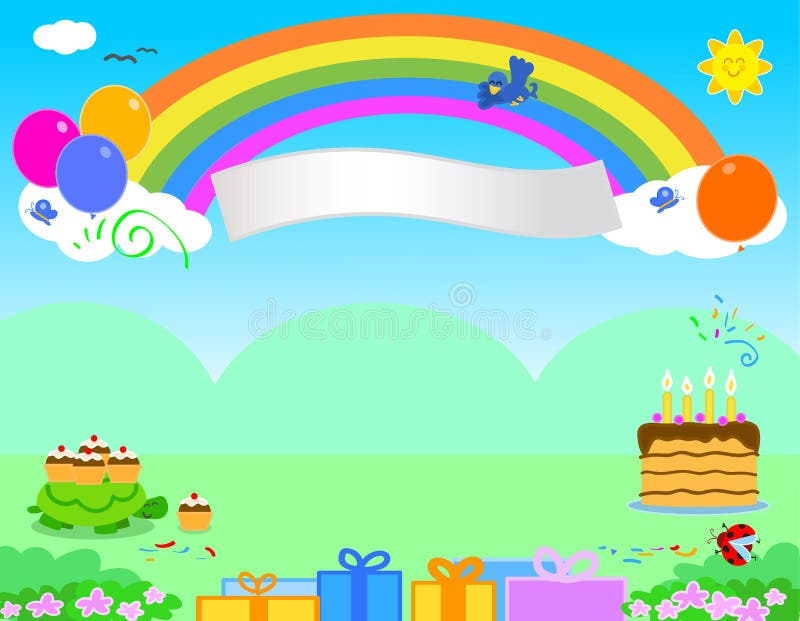 Thiết kế cartoon background happy birthday dễ thương và vui nhộn