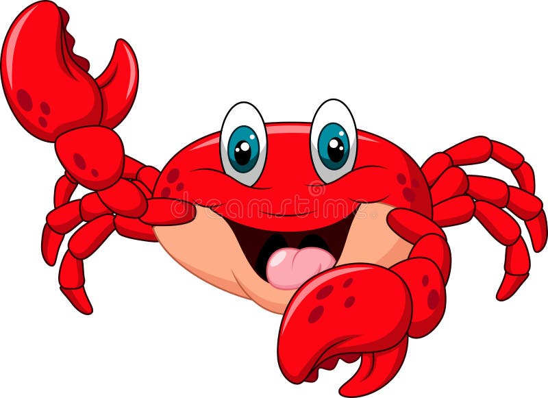 Illustration of Cartoon happy crab isolated on white background