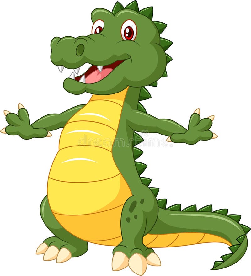 Cartoon Happy Crocodile Isolated On White Background Stock Vector