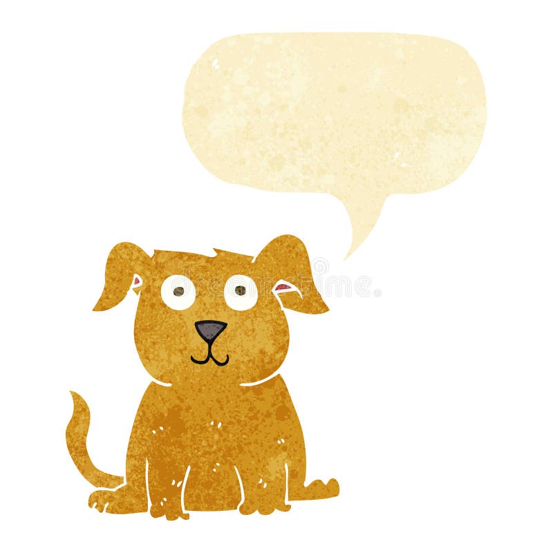 cartoon happy dog with speech bubble