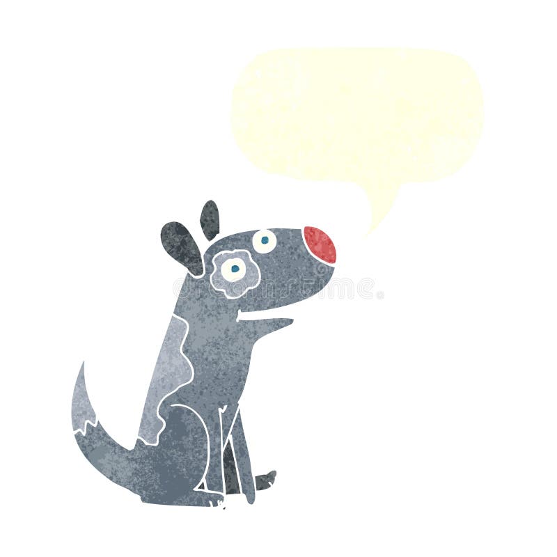 cartoon happy dog with speech bubble