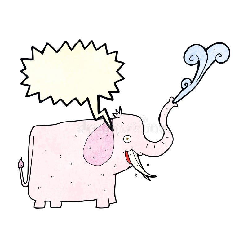 cartoon happy elephant with speech bubble