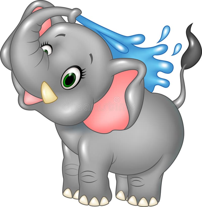 Cartoon happy elephant spraying water stock illustration Cartoon happy elephant spraying water stock illustration
