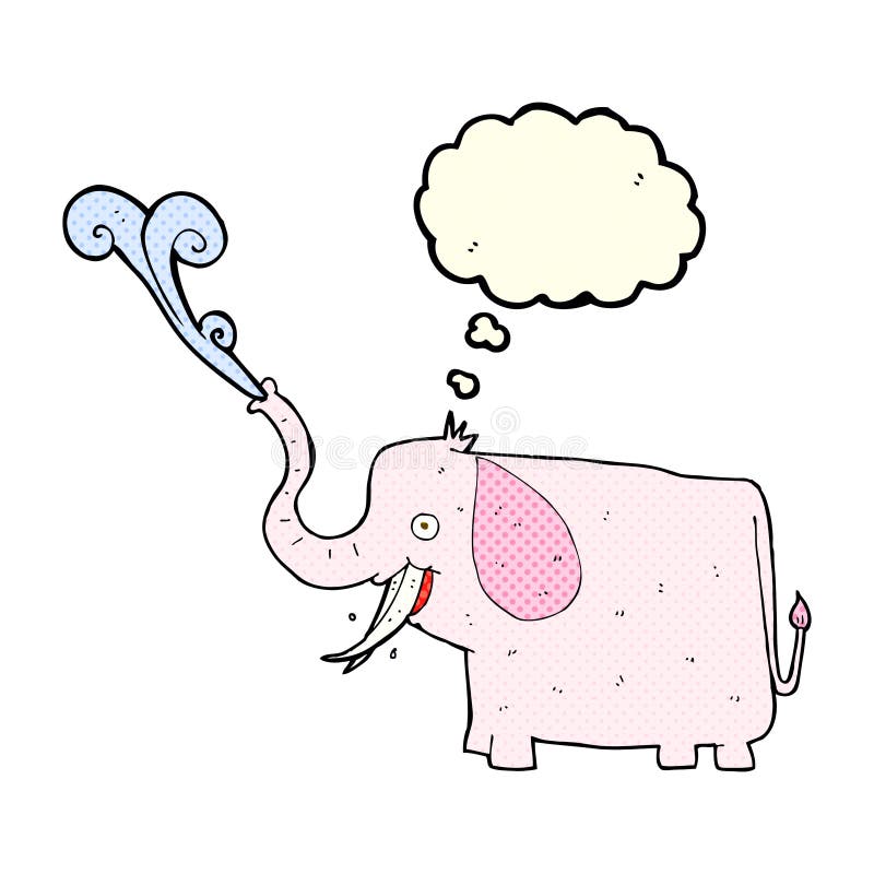 cartoon happy elephant with thought bubble