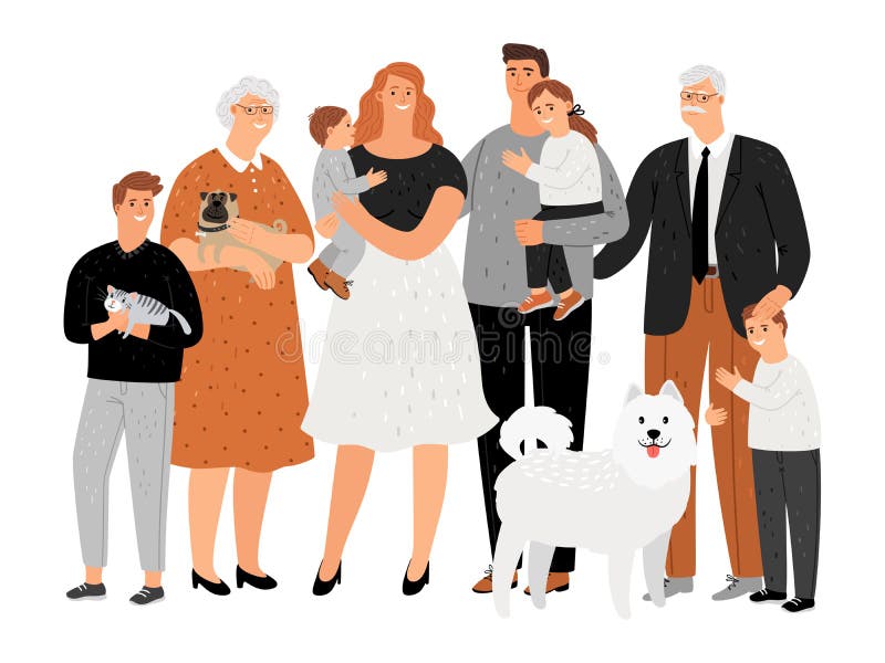 Big family portrait stock vector. Illustration of granddaughter - 61788179