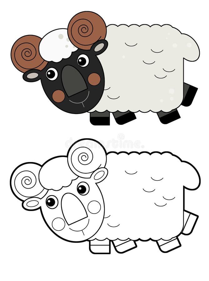 Cartoon Happy Farm Animal Cheerful Sheep Isolated on White Background ...