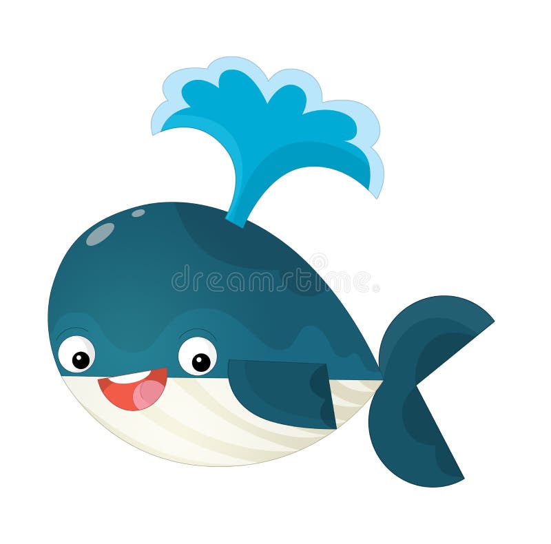 Cartoon Happy and Funny Sea Whale with Bubbles Isolated Stock ...