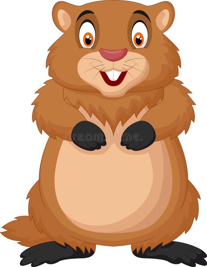 Illustration of Cartoon happy groundhog