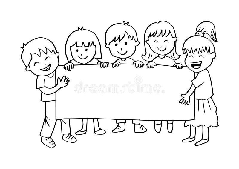 Cartoon Happy Kids Holding Banner. Stock Vector - Illustration of child,  clipart: 122517095