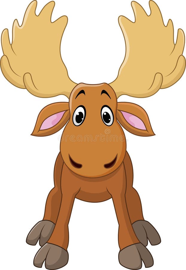 Cartoon Happy Moose With Big Horns Stock Vector Illustration of