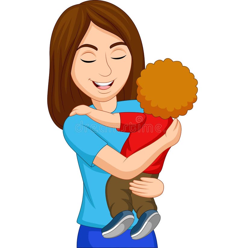 father and son hugging cartoon