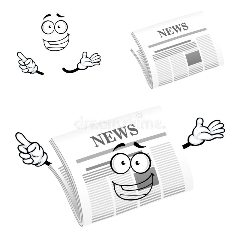 Cartoon Happy Newspaper Icon Character Stock Vector - Illustration of ...