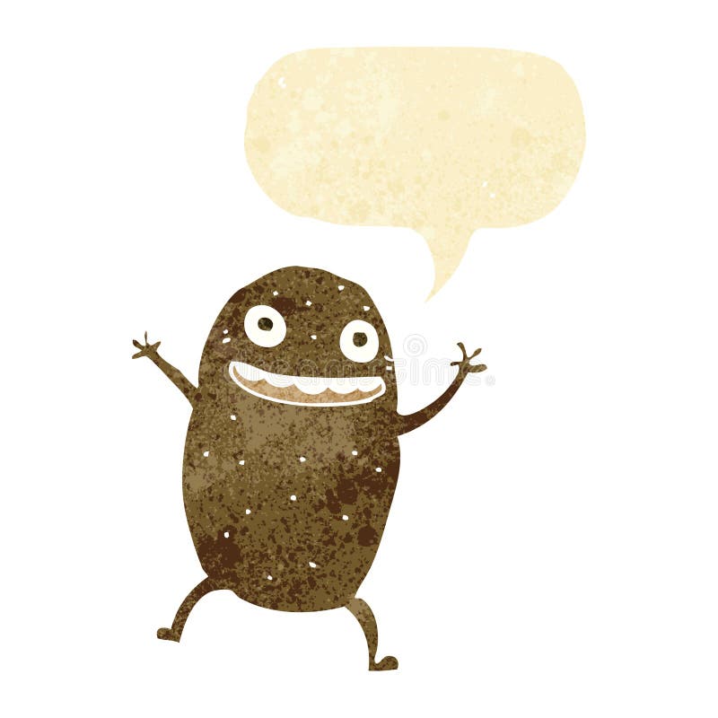Cartoon Happy Potato with Speech Bubble Stock Illustration