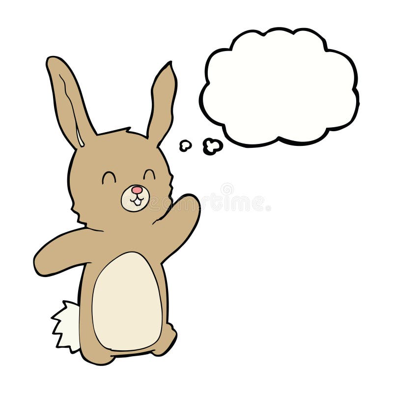 cartoon happy rabbit with thought bubble