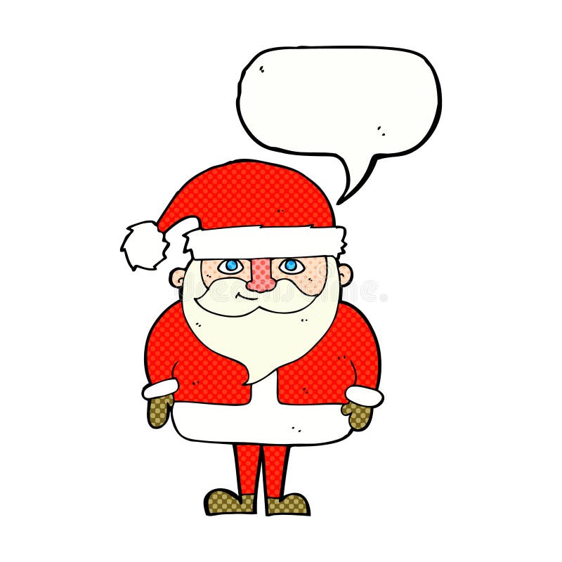 cartoon happy santa claus with speech bubble