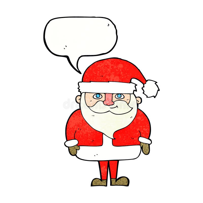 cartoon happy santa claus with speech bubble