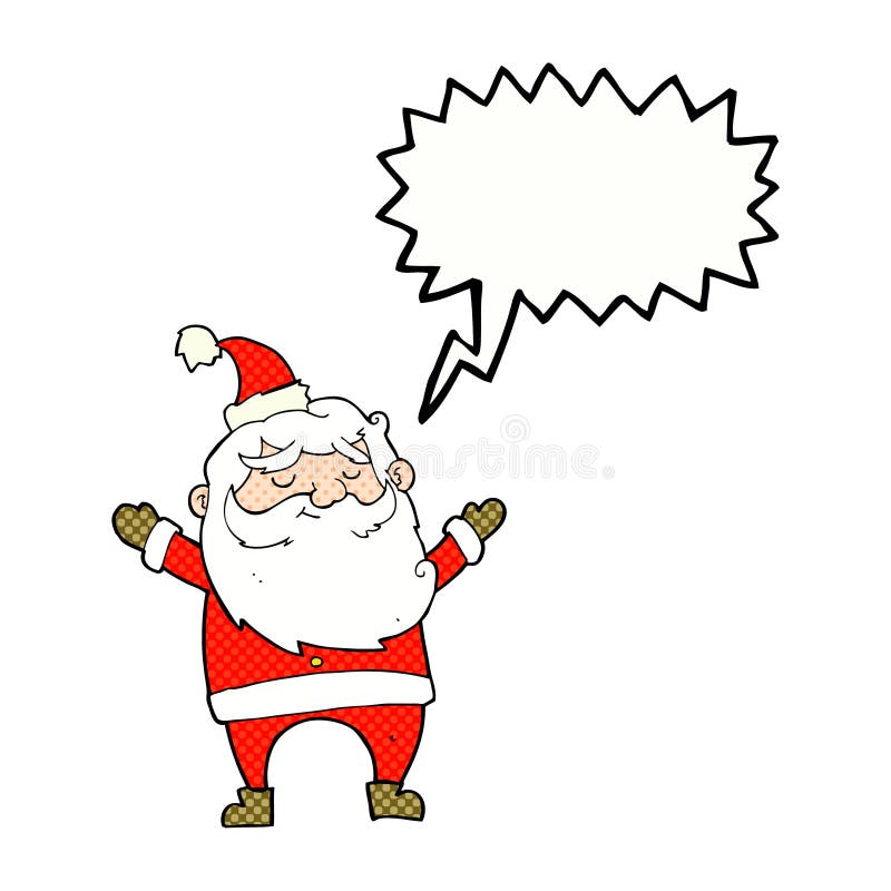 cartoon happy santa claus with speech bubble