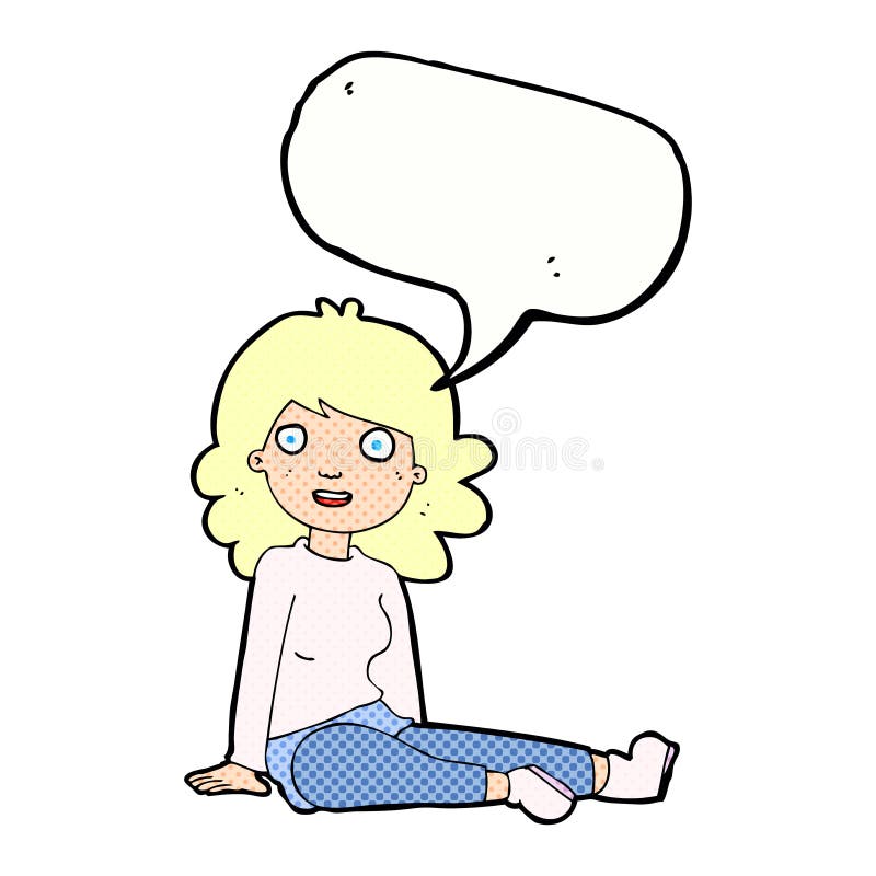 cartoon happy woman with speech bubble